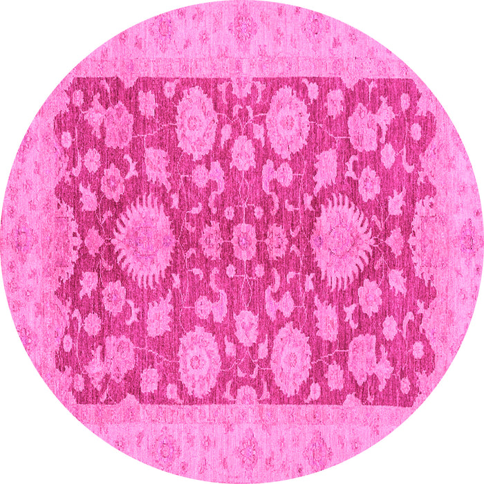 Round Machine Washable Abstract Pink Modern Rug, wshabs3615pnk