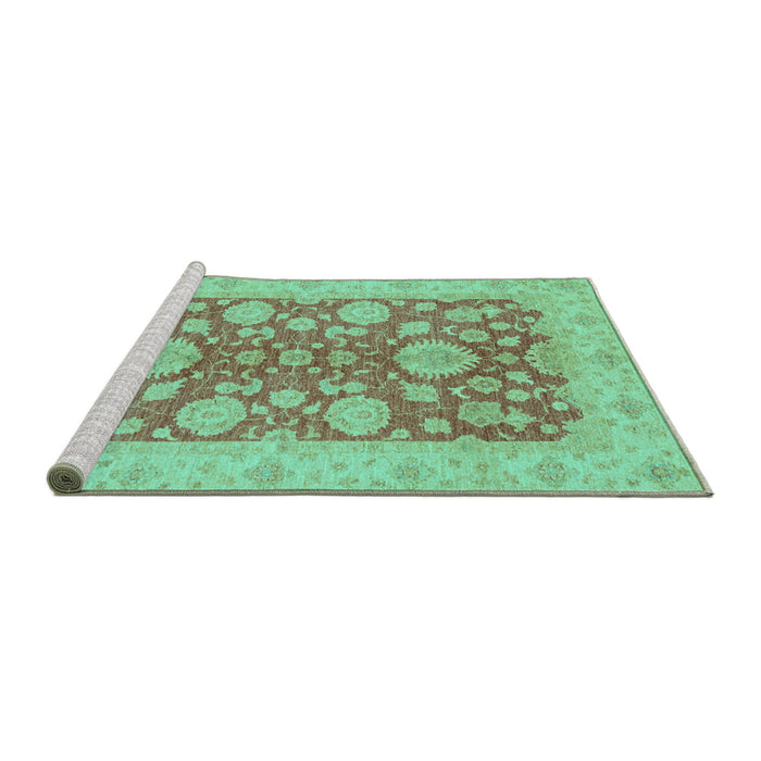 Sideview of Machine Washable Abstract Turquoise Modern Area Rugs, wshabs3615turq