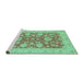 Sideview of Machine Washable Abstract Turquoise Modern Area Rugs, wshabs3615turq