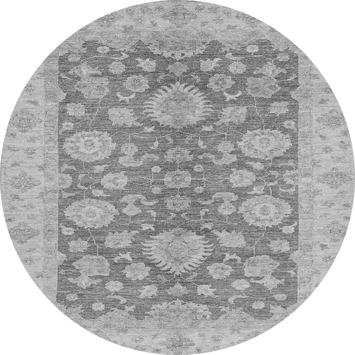 Round Machine Washable Abstract Gray Modern Rug, wshabs3615gry