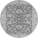 Round Machine Washable Abstract Gray Modern Rug, wshabs3615gry