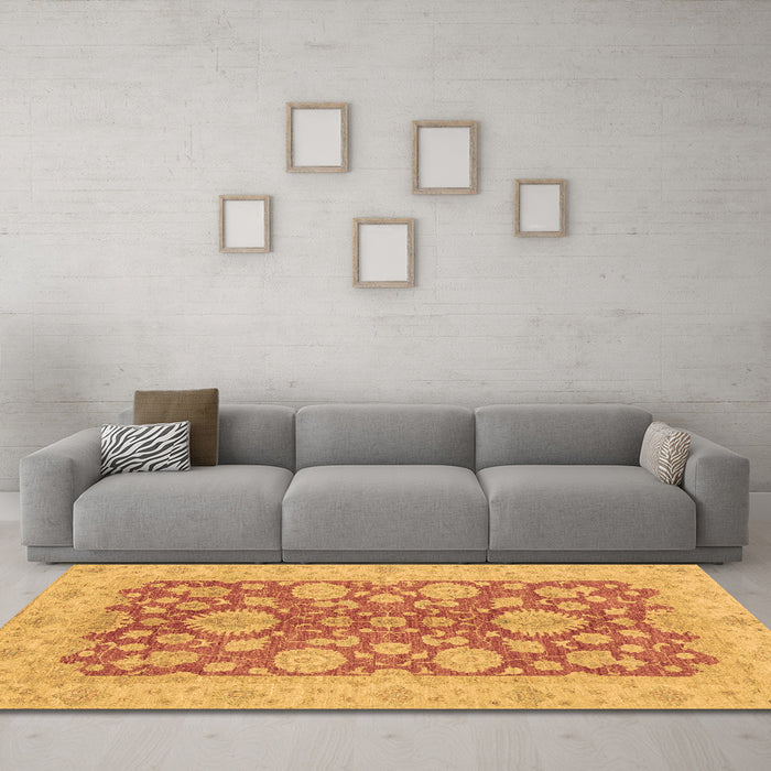 Machine Washable Abstract Brown Modern Rug in a Living Room,, wshabs3615brn