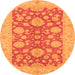 Round Abstract Orange Modern Rug, abs3615org