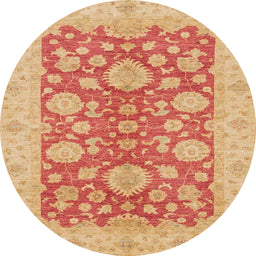 Round Machine Washable Abstract Bright Orange Rug, wshabs3615