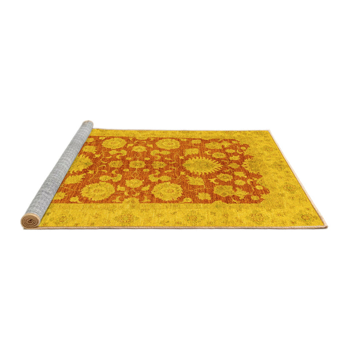 Sideview of Machine Washable Abstract Yellow Modern Rug, wshabs3615yw