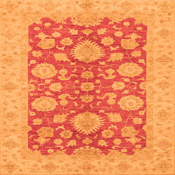 Square Machine Washable Abstract Orange Modern Area Rugs, wshabs3615org