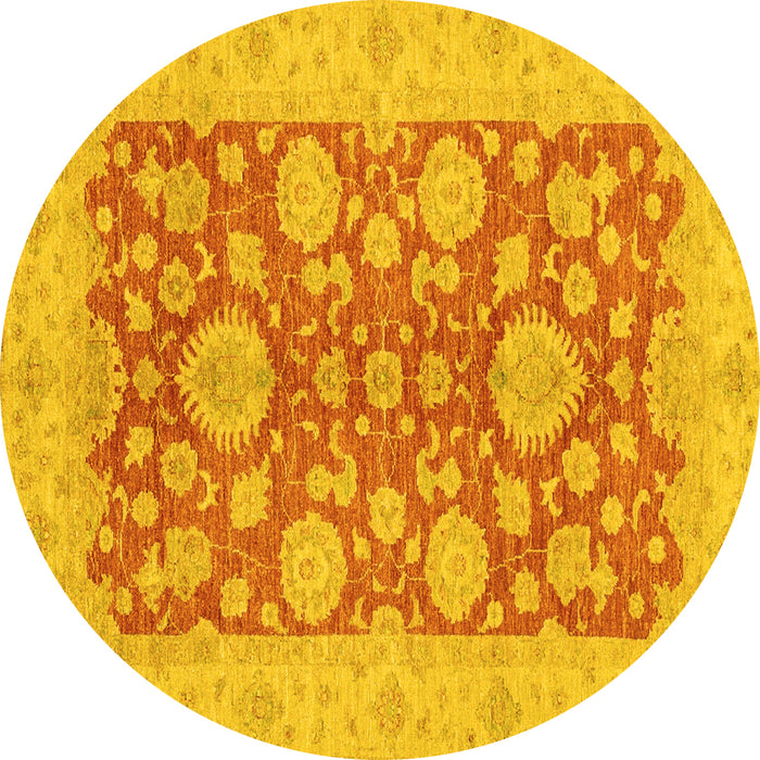 Round Abstract Yellow Modern Rug, abs3615yw