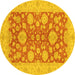 Round Abstract Yellow Modern Rug, abs3615yw