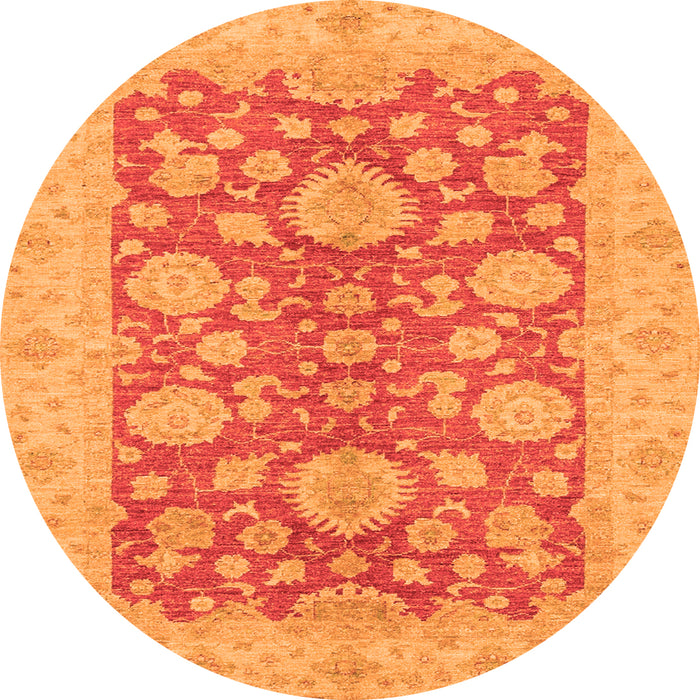 Round Machine Washable Abstract Orange Modern Area Rugs, wshabs3615org