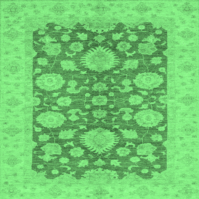 Square Machine Washable Abstract Emerald Green Modern Area Rugs, wshabs3615emgrn