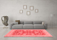 Machine Washable Abstract Red Modern Rug, wshabs3615red