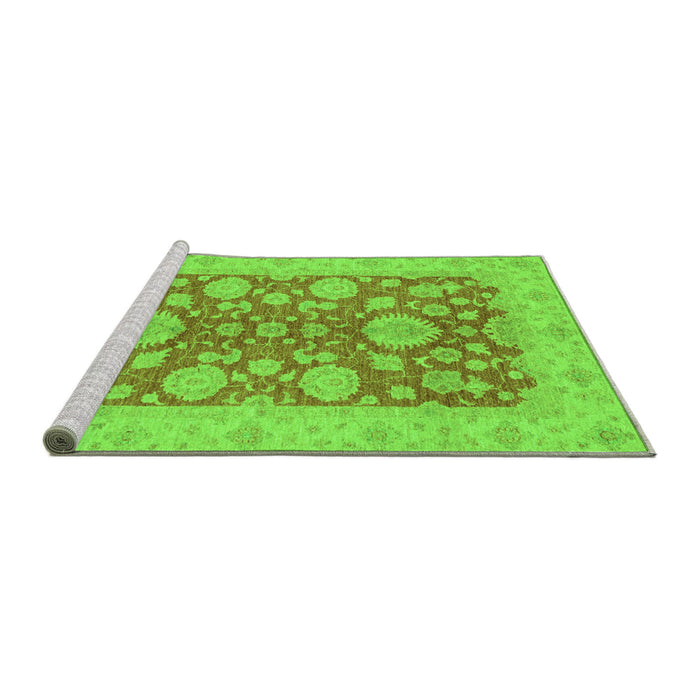 Sideview of Machine Washable Abstract Green Modern Area Rugs, wshabs3615grn