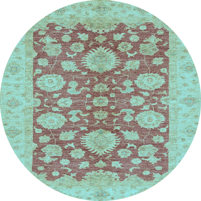 Round Abstract Light Blue Modern Rug, abs3615lblu