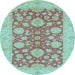 Round Abstract Light Blue Modern Rug, abs3615lblu