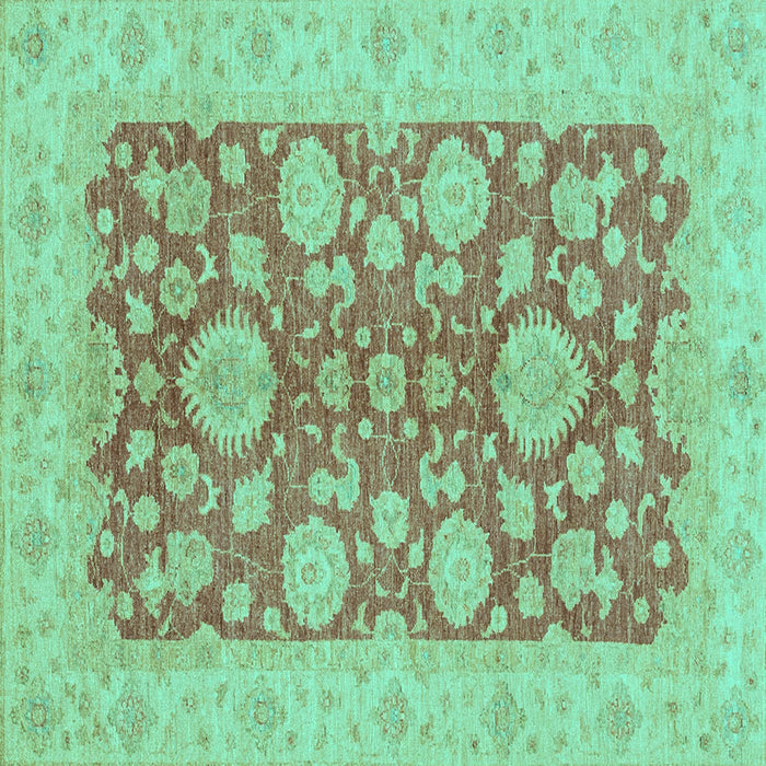 Square Machine Washable Abstract Turquoise Modern Area Rugs, wshabs3615turq