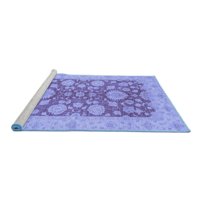 Sideview of Machine Washable Abstract Blue Modern Rug, wshabs3615blu