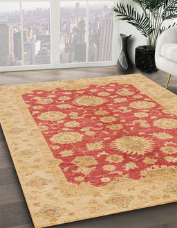 Machine Washable Abstract Bright Orange Rug in a Family Room, wshabs3615