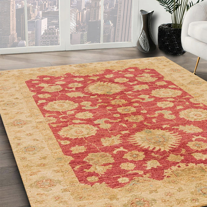 Machine Washable Abstract Bright Orange Rug in a Family Room, wshabs3615