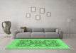 Machine Washable Abstract Emerald Green Modern Area Rugs in a Living Room,, wshabs3615emgrn