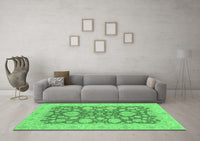 Machine Washable Abstract Emerald Green Modern Rug, wshabs3615emgrn