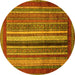 Round Abstract Yellow Modern Rug, abs3616yw