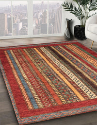 Abstract Orange Brown Modern Rug, abs3616