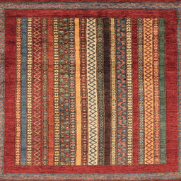 Square Machine Washable Abstract Orange Brown Rug, wshabs3616