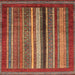 Square Machine Washable Abstract Orange Brown Rug, wshabs3616