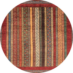 Round Machine Washable Abstract Orange Brown Rug, wshabs3616