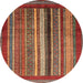 Round Machine Washable Abstract Orange Brown Rug, wshabs3616