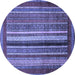 Round Abstract Blue Modern Rug, abs3616blu