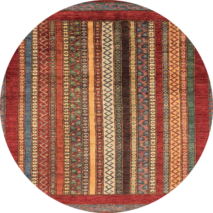 Round Abstract Orange Brown Modern Rug, abs3616
