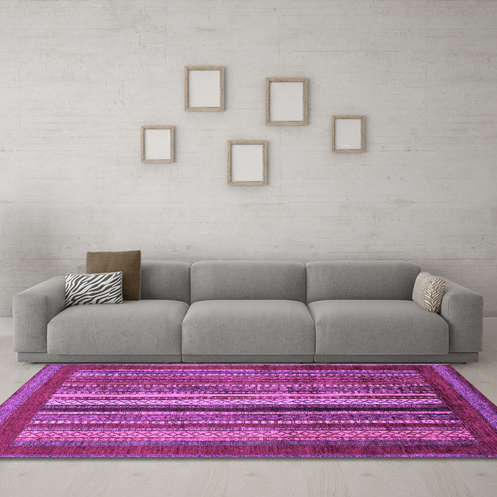 Machine Washable Abstract Purple Modern Area Rugs in a Living Room, wshabs3616pur