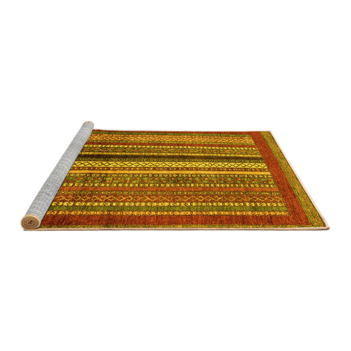 Sideview of Machine Washable Abstract Yellow Modern Rug, wshabs3616yw