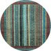 Round Abstract Light Blue Modern Rug, abs3616lblu