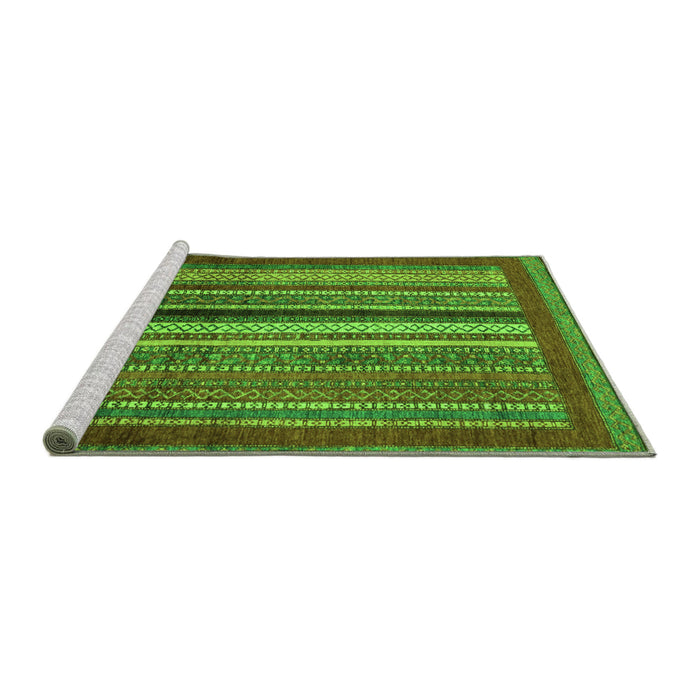 Sideview of Machine Washable Abstract Green Modern Area Rugs, wshabs3616grn