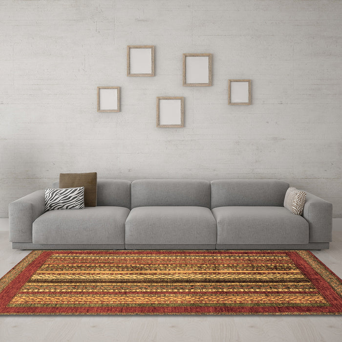 Machine Washable Abstract Brown Modern Rug in a Living Room,, wshabs3616brn