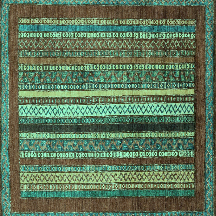 Square Machine Washable Abstract Turquoise Modern Area Rugs, wshabs3616turq