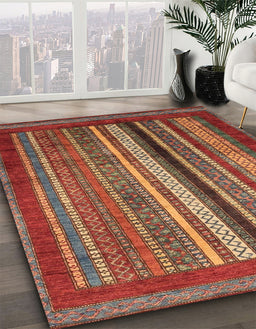 Machine Washable Abstract Orange Brown Rug in a Family Room, wshabs3616