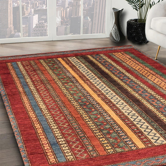 Machine Washable Abstract Orange Brown Rug in a Family Room, wshabs3616