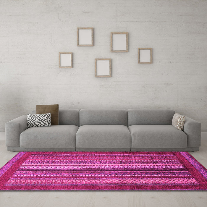 Machine Washable Abstract Pink Modern Rug in a Living Room, wshabs3616pnk