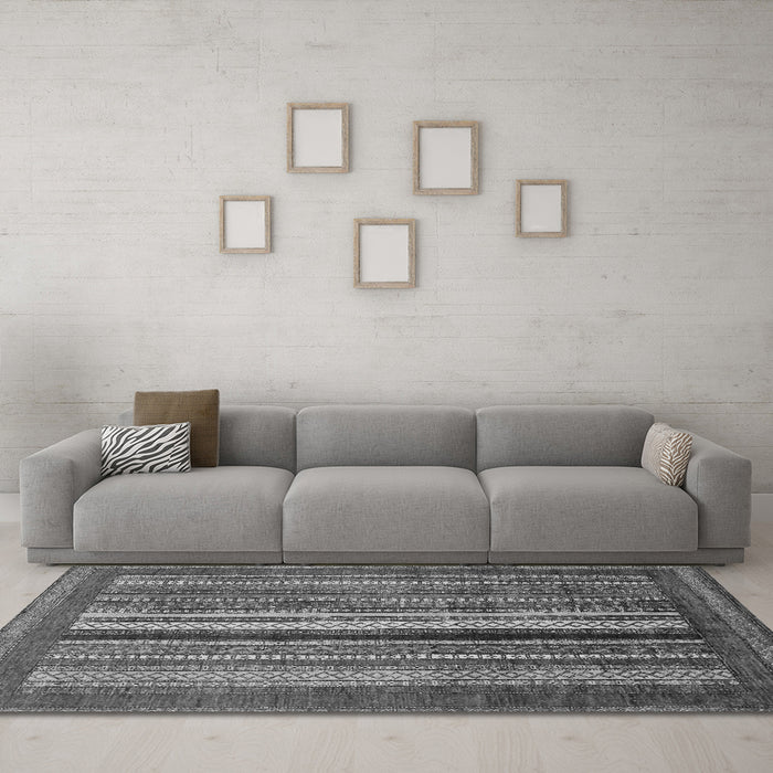 Machine Washable Abstract Gray Modern Rug in a Living Room,, wshabs3616gry