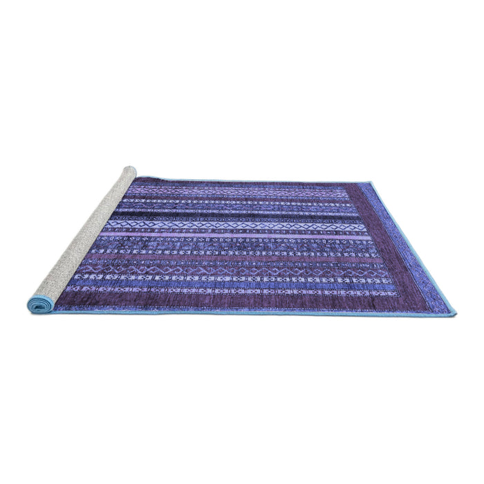 Sideview of Machine Washable Abstract Blue Modern Rug, wshabs3616blu