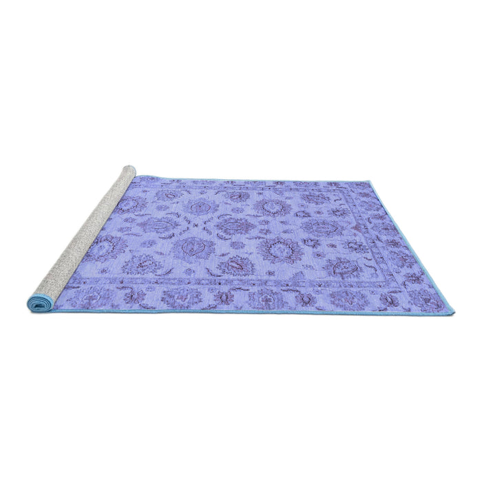Sideview of Machine Washable Oriental Blue Traditional Rug, wshabs3617blu