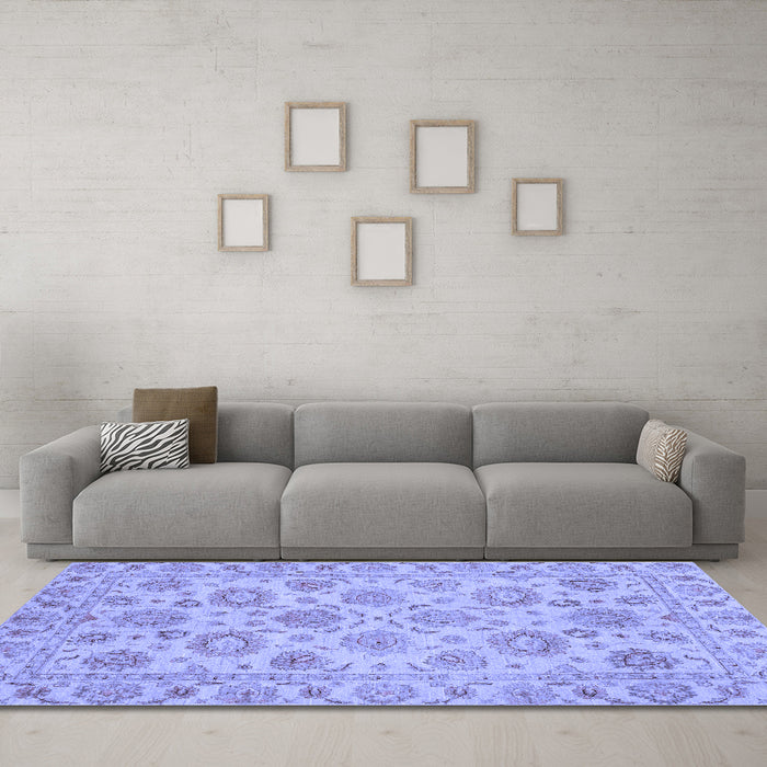 Machine Washable Oriental Blue Traditional Rug in a Living Room, wshabs3617blu