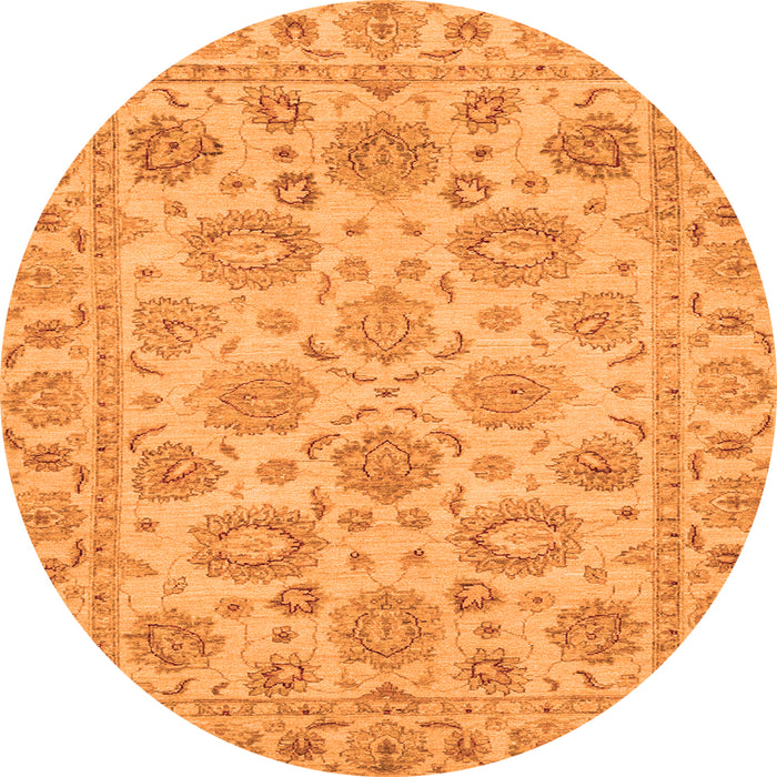 Round Oriental Orange Traditional Rug, abs3617org