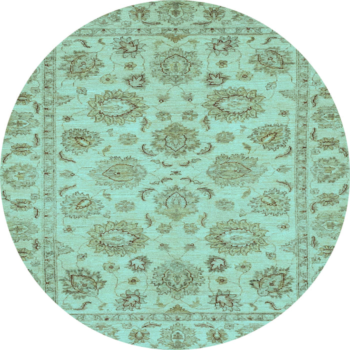 Round Oriental Light Blue Traditional Rug, abs3617lblu