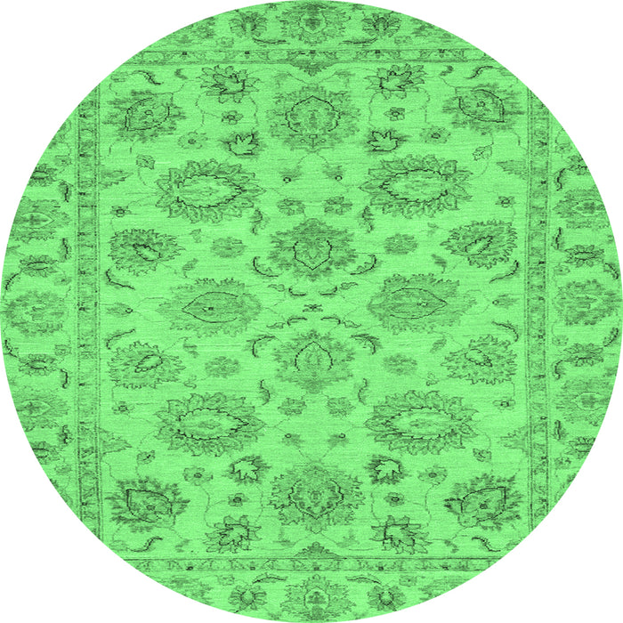 Round Oriental Emerald Green Traditional Rug, abs3617emgrn