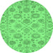 Round Oriental Emerald Green Traditional Rug, abs3617emgrn