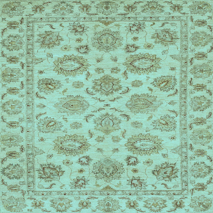 Square Machine Washable Oriental Light Blue Traditional Rug, wshabs3617lblu